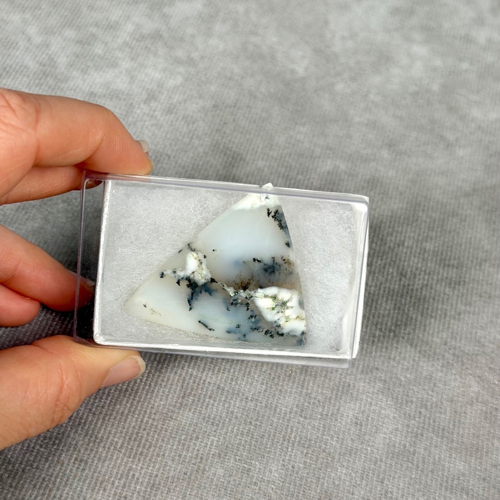 Natural Dendritic Opal Polished Triangular Cabochon Loose Gemstone Specimen